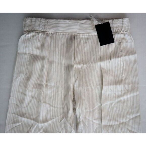 ATM Anthony Thomas Melillo Women's Sz S Beige Striped Pleated Cropped Pants - Picture 8 of 11